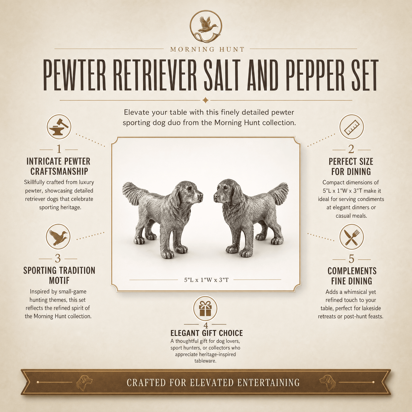 Pewter Retriever Salt and Pepper