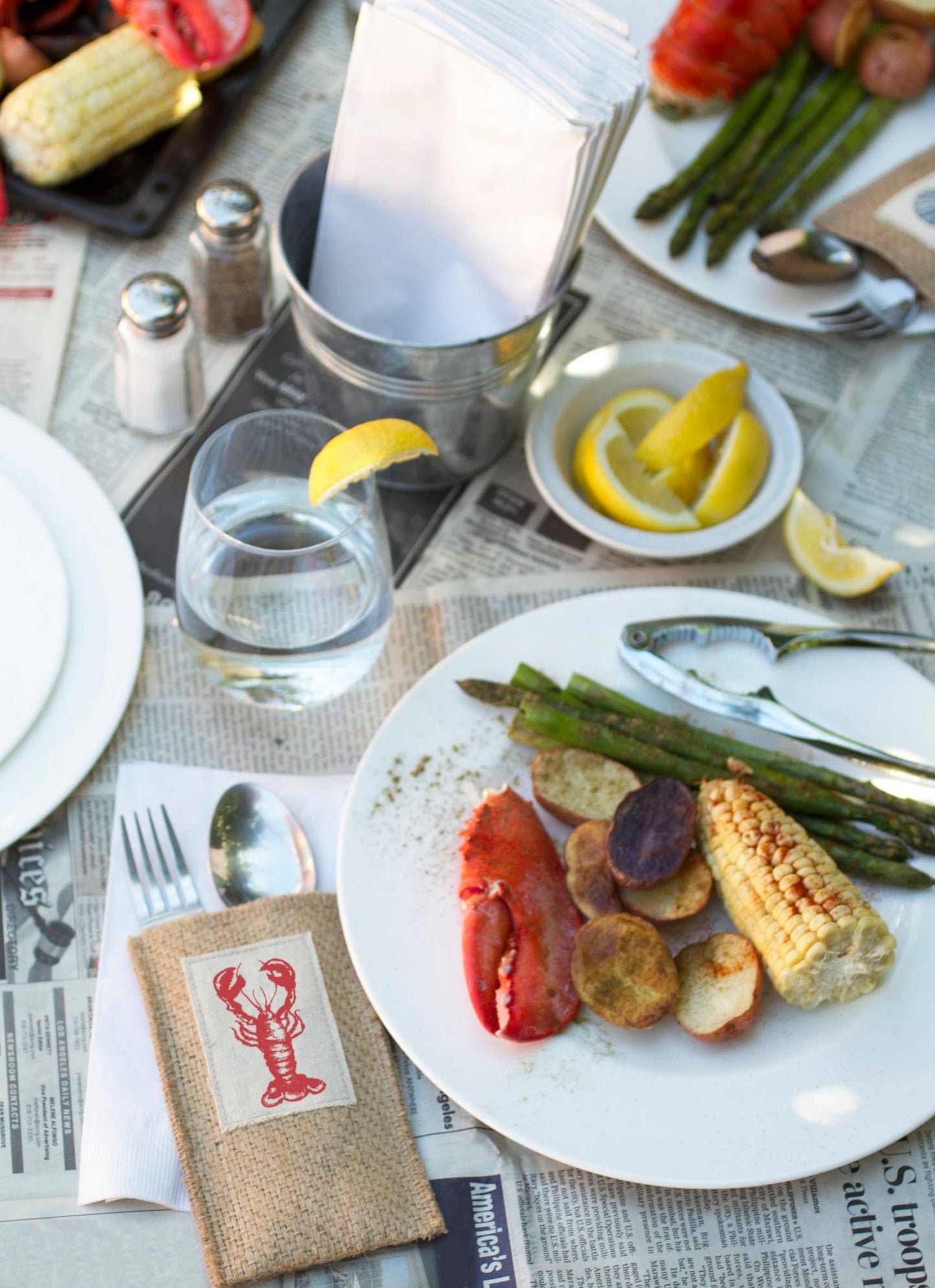 Lobster Patch Coastal Cutlery Pouch - Set of 8