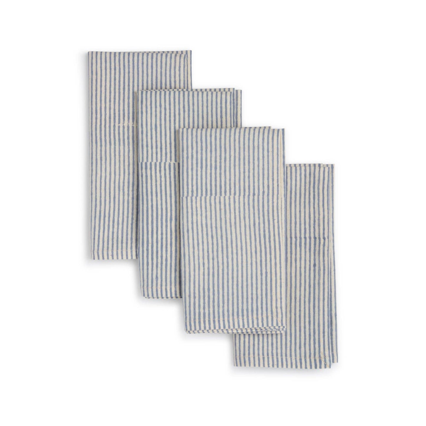 Hand Block Printed Cotton Napkins, Set of 4 | 18″×18″ | Axis | Blue Moon