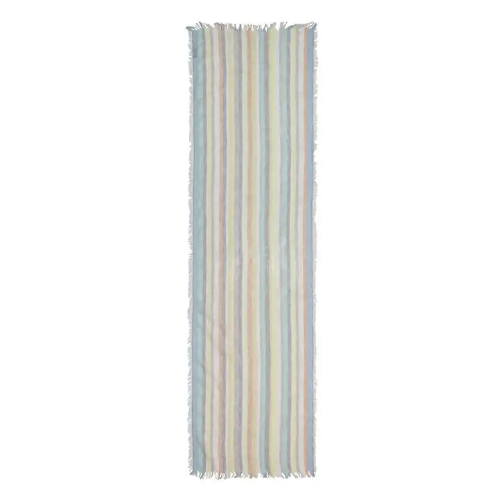 Imani Narrow Striped Linen Scarf - Yellow/Blue