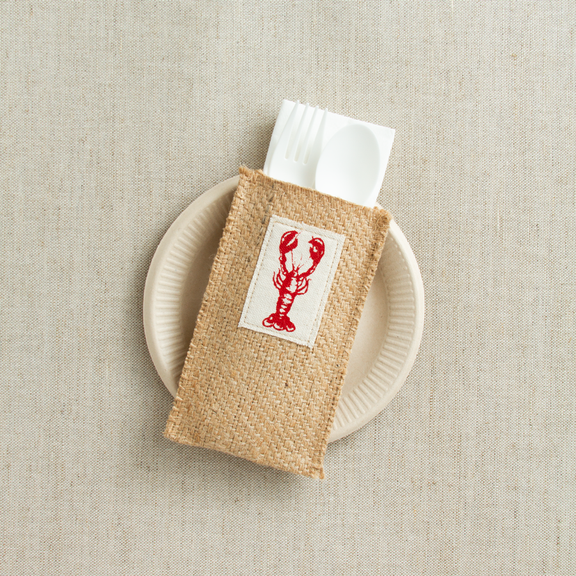 Lobster Patch Coastal Cutlery Pouch - Set of 8