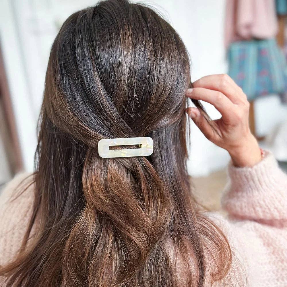 Modern Rectangular Hair Clips: Pearl