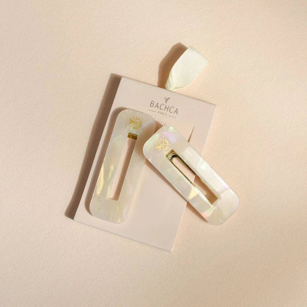 Modern Rectangular Hair Clips: Pearl