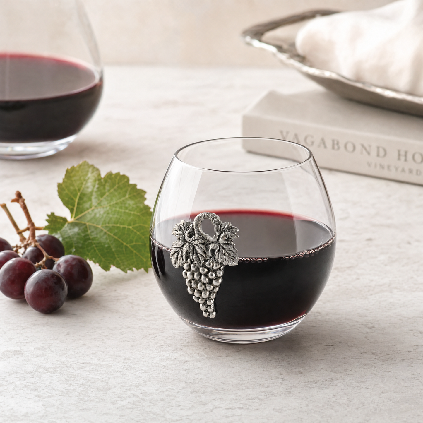 Grape Stemless Wine Glass