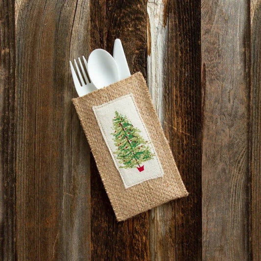 Evergreen Patch Silverware Pouch - Set of 8