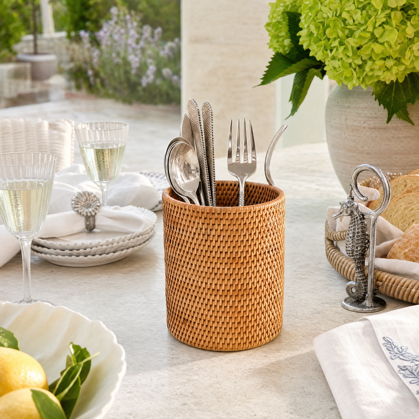 Hand Woven Wicker Rattan Utensils Holder