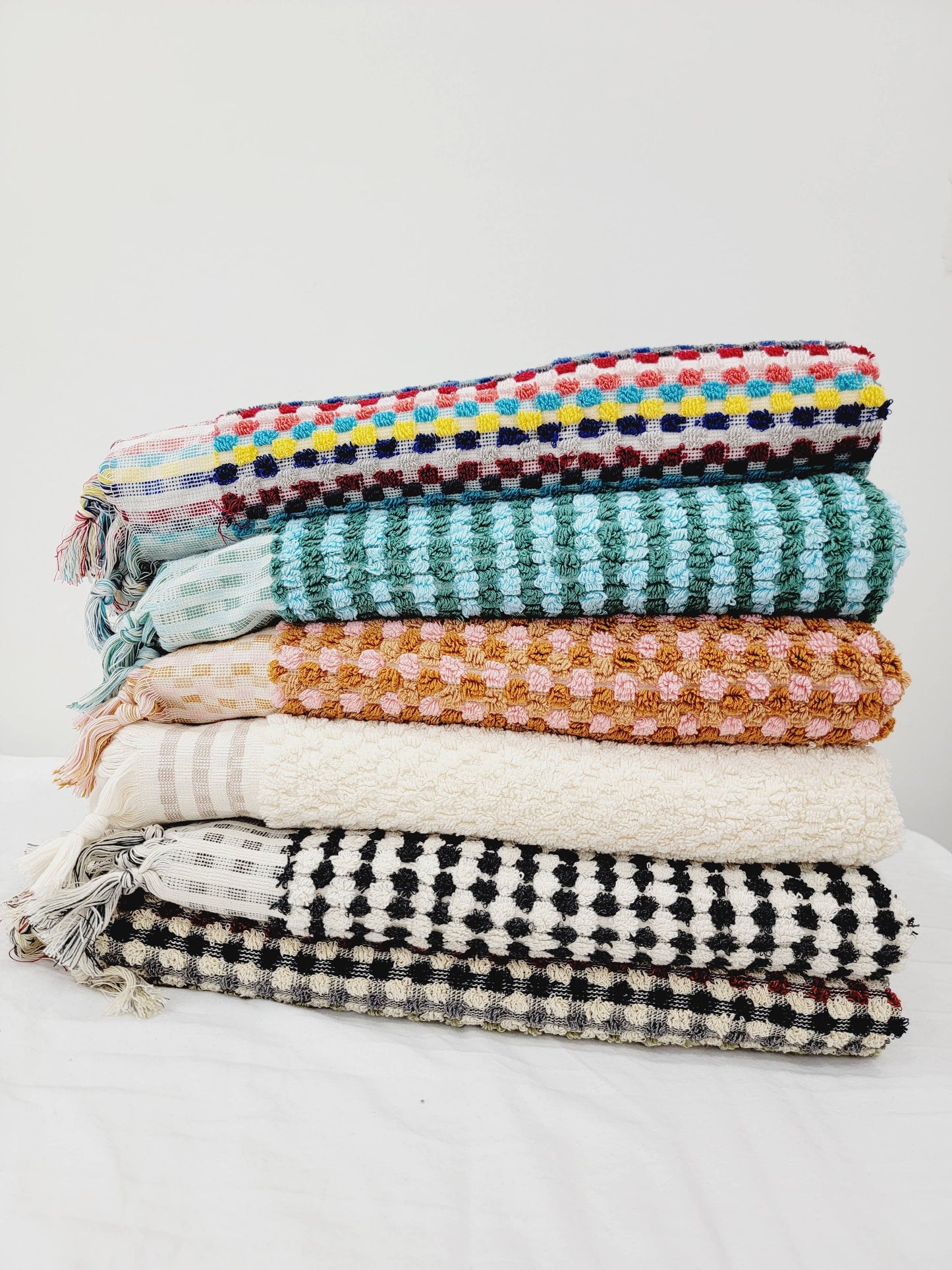 Bath Towels, Organic Turkish Cotton Pom Pom Towels 33X64"