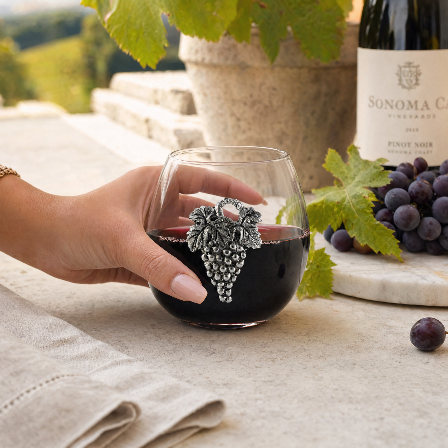 Grape Stemless Wine Glass