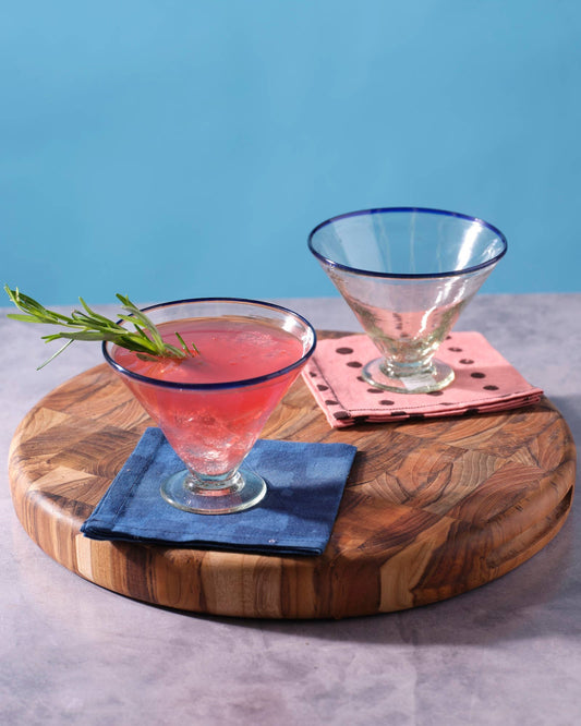 Blue Rim Margarita Glass, Glassware Cocktail, Barware