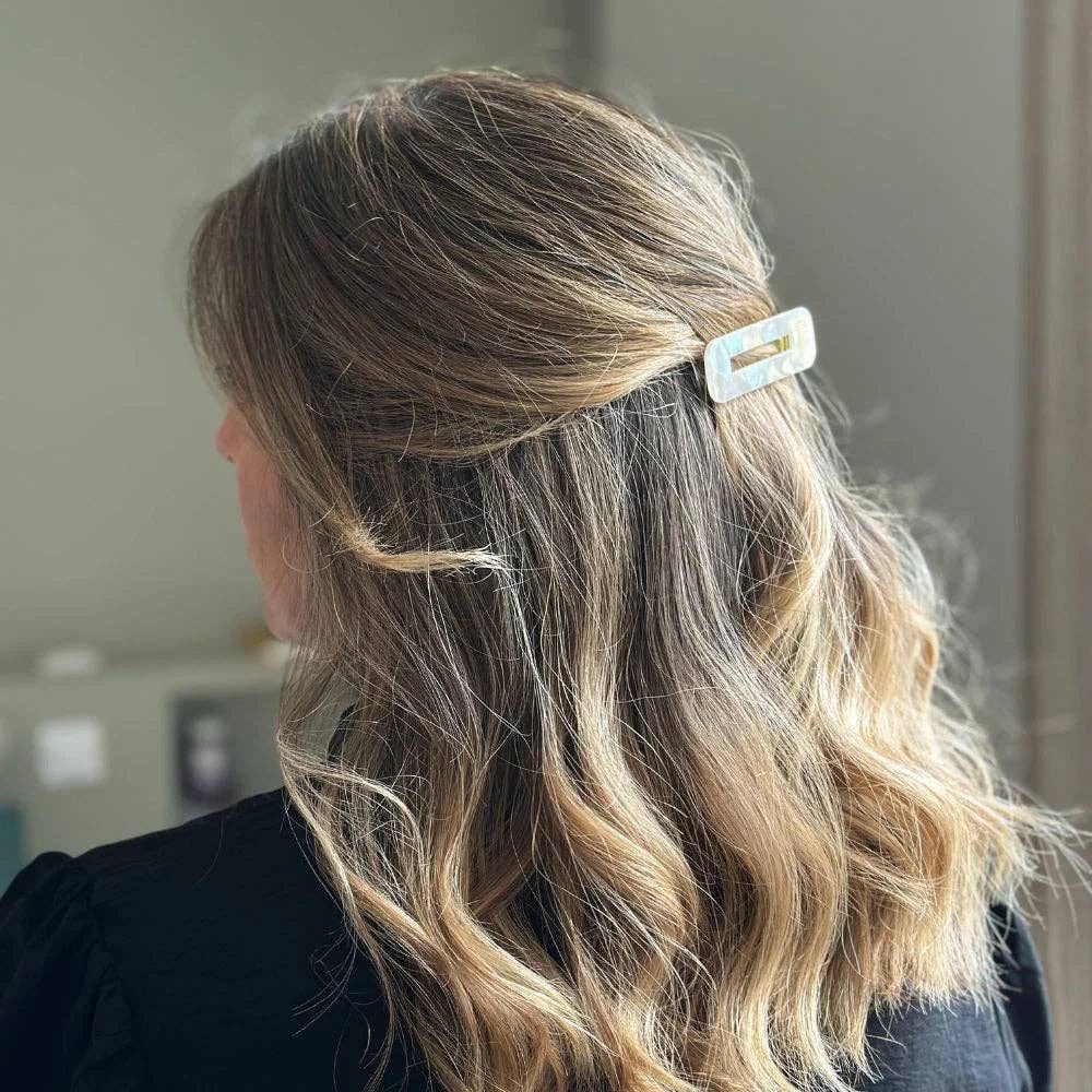 Modern Rectangular Hair Clips: Pearl