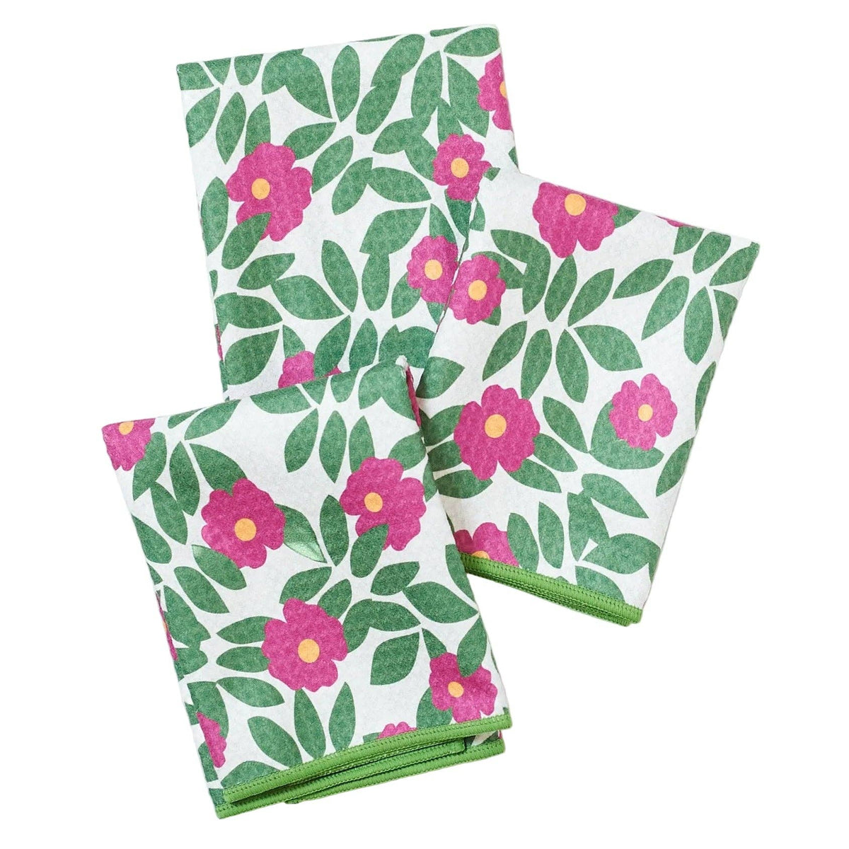 Mighty Mini Towel (Set of 3) Reversible - KN Beach Roses: Flourite Green