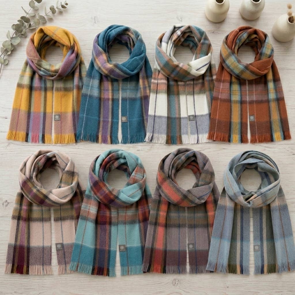 Alpaca Tartan Scarf - Shoreline