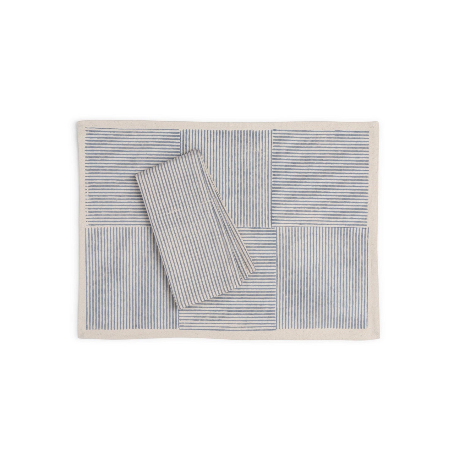 Hand Block Printed Cotton Napkins, Set of 4 | 18″×18″ | Axis | Blue Moon