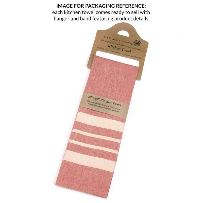 Cotton Kitchen Towel | Handspun & Handwoven | Studio Stripe | Pebble
