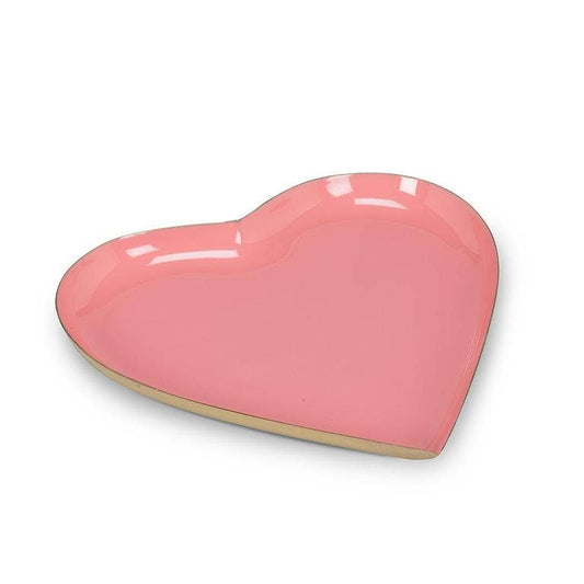 Heart Shaped Enamel Tray - Pink