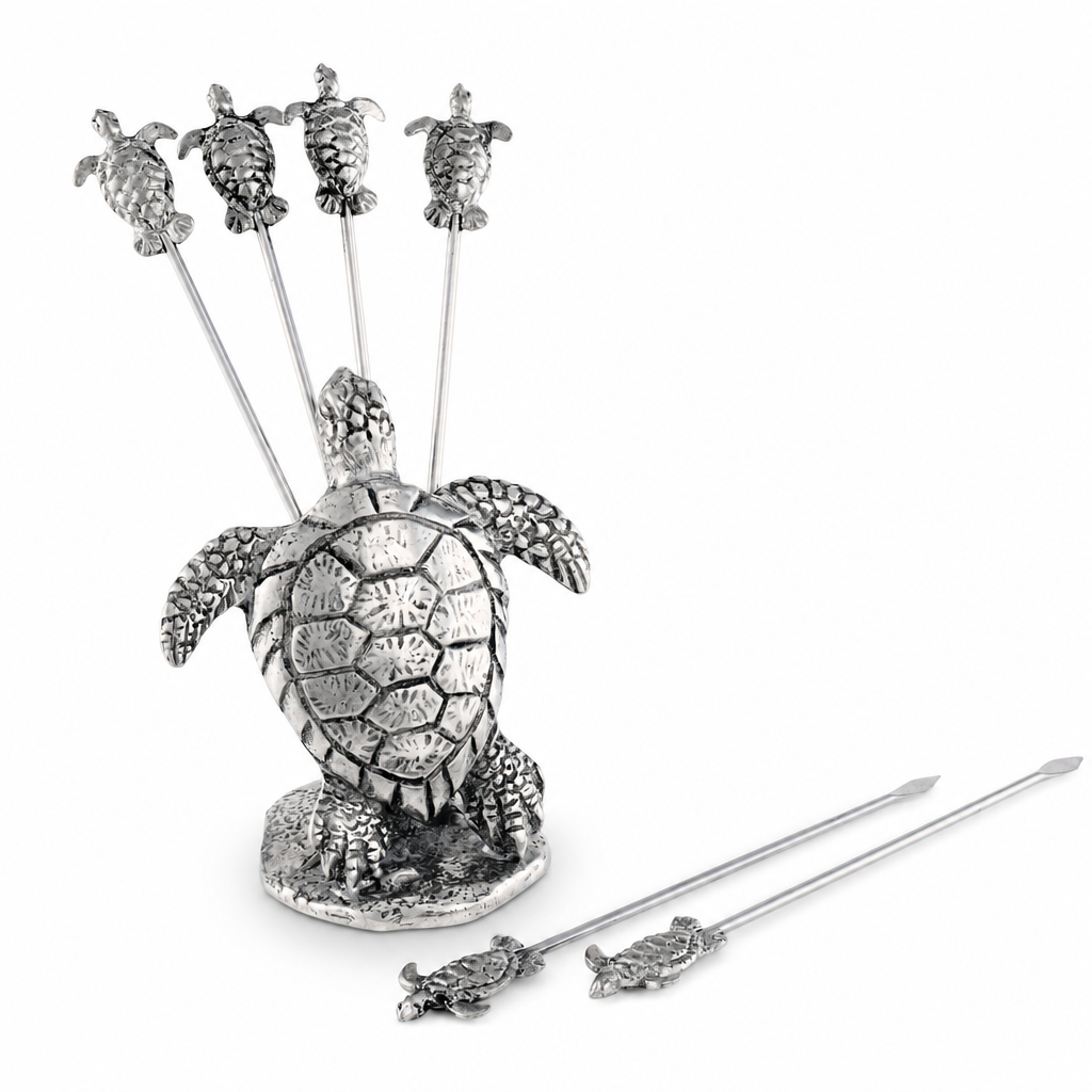 Pewter Sea Turtle Cheese Pick Set