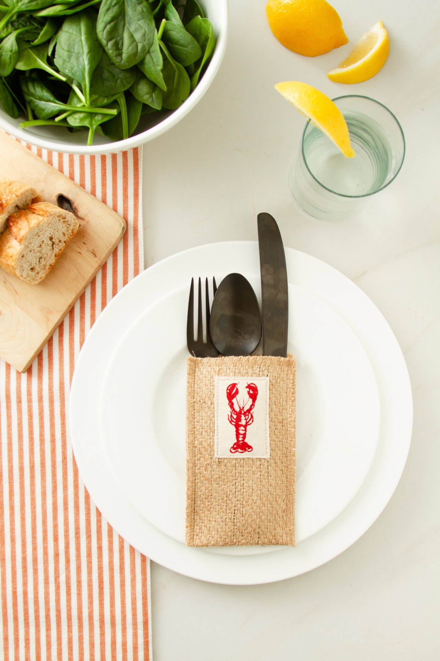 Lobster Patch Coastal Cutlery Pouch - Set of 8