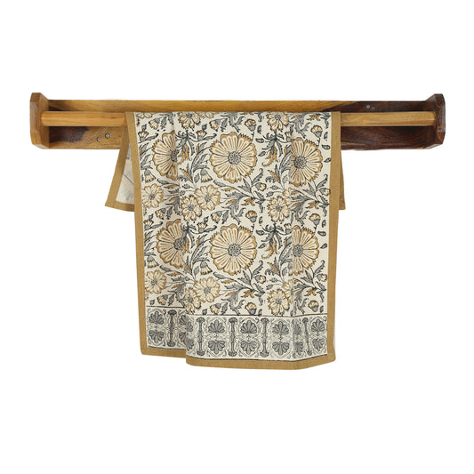 Cotton Kitchen Towel | Hand Block Printed | Bloom  | Sand