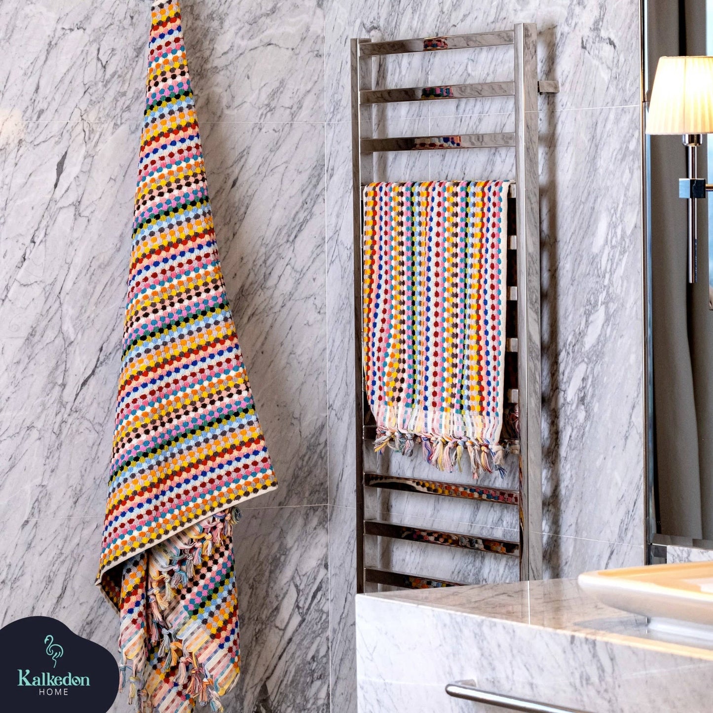 Pom Pom Bath Towel | Turkish Bath Towel | Handwoven Towel: Black / Bath Towel