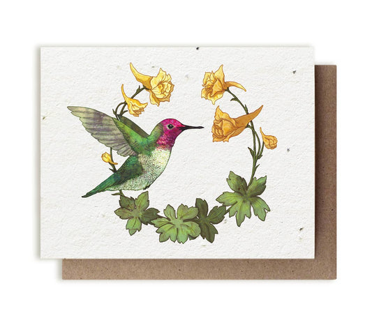 Anna's Hummingbird & Larkspur Plantable Herb Seed Card