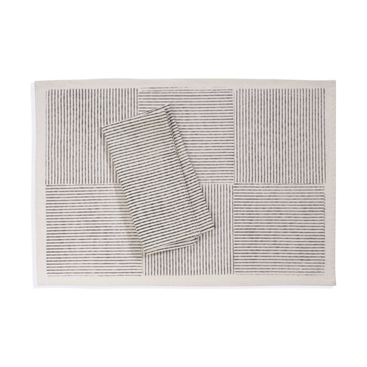 Kora Cotton Placemats, Set of 4 | Hand Block Printed | Hatch Stripe | Villa