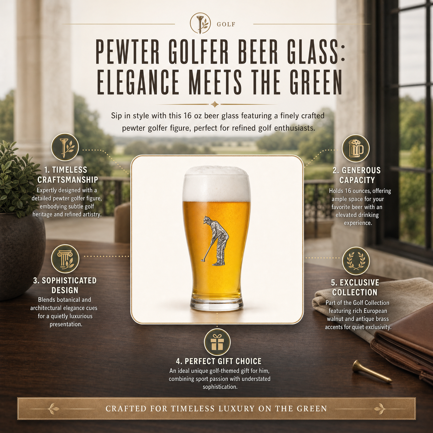 Golfer Beer Glass