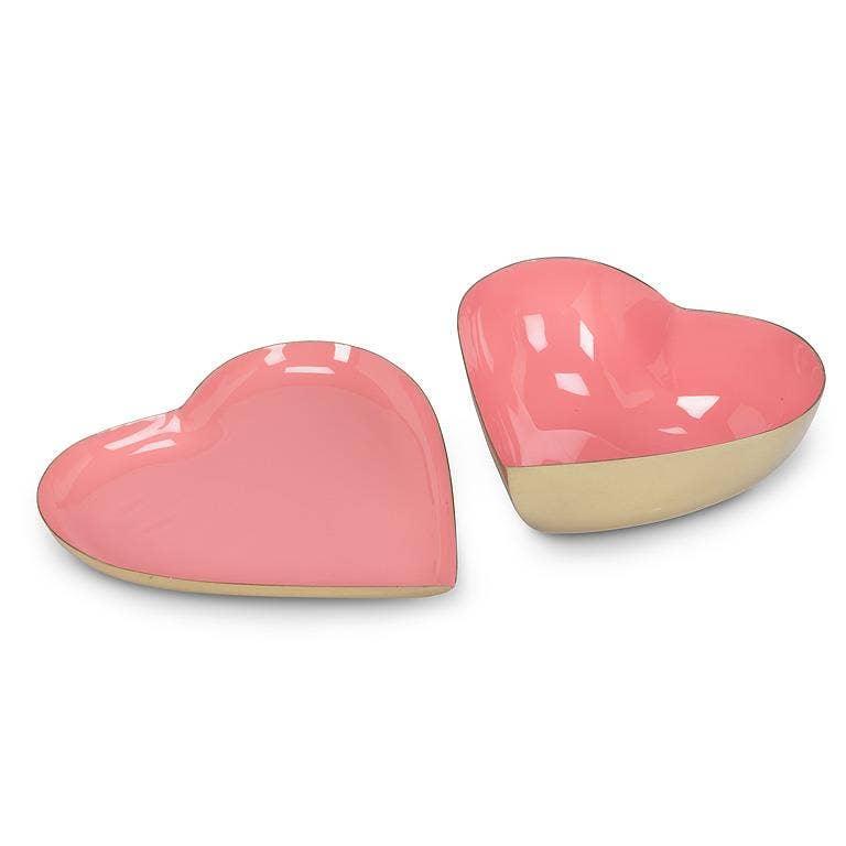 Heart Shaped Enamel Tray - Pink
