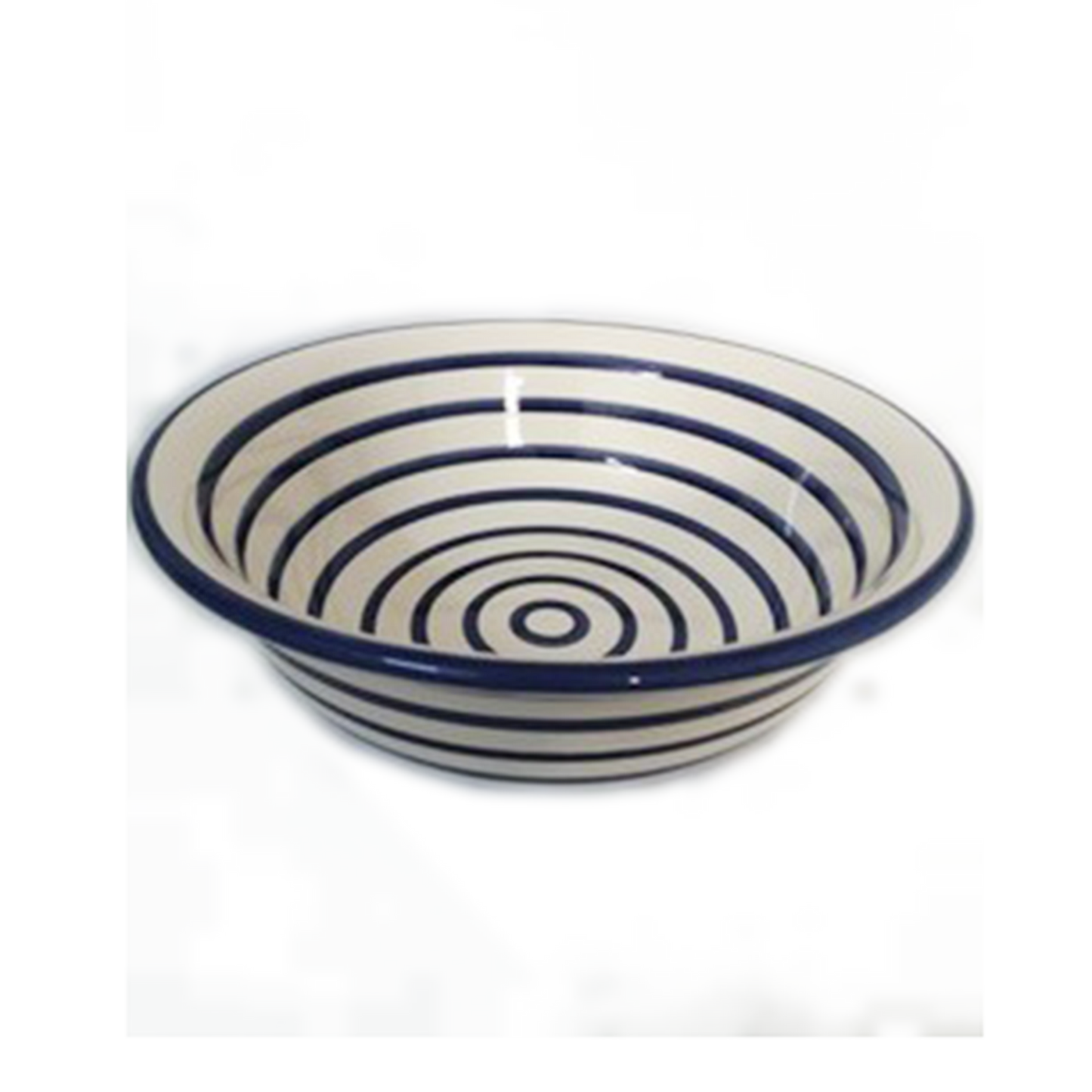 10" Cobalt Stripe Medium Deep Ceramic Salad Bowl
