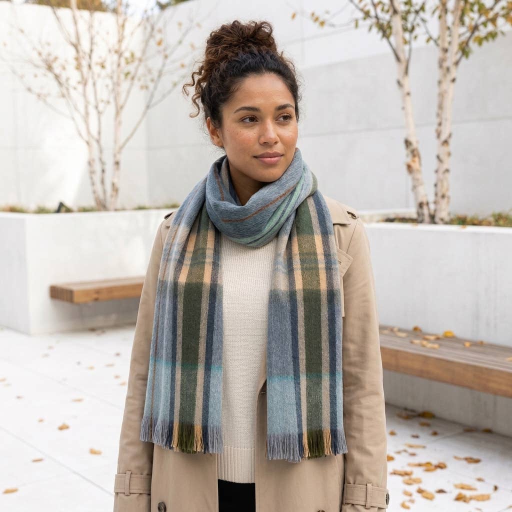 Alpaca Tartan Scarf - Shoreline