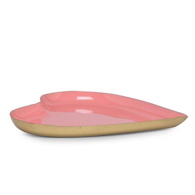 Heart Shaped Enamel Tray - Pink