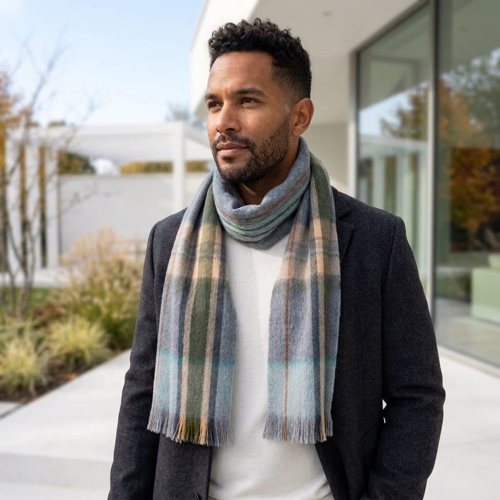 Alpaca Tartan Scarf - Shoreline