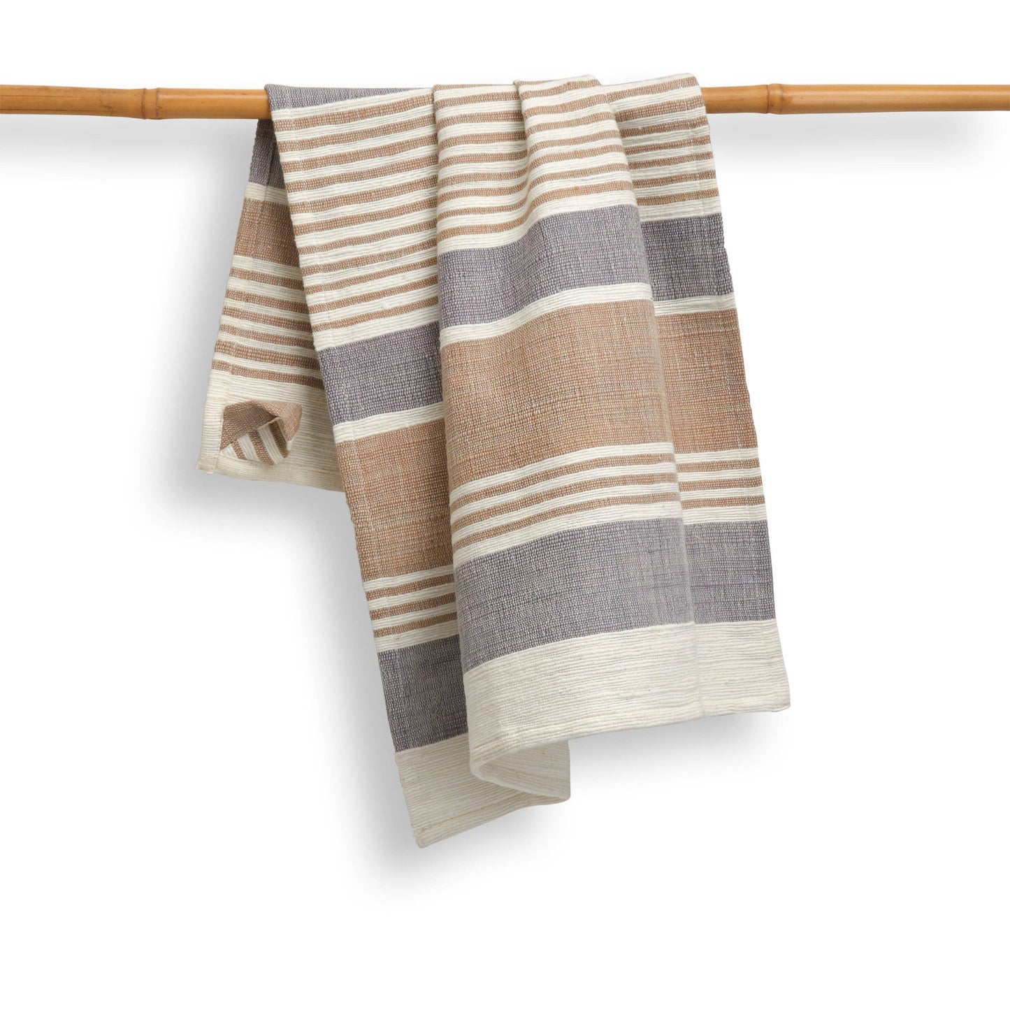 Cotton Kitchen Towel | Handspun & Handwoven | Studio Stripe | Pebble