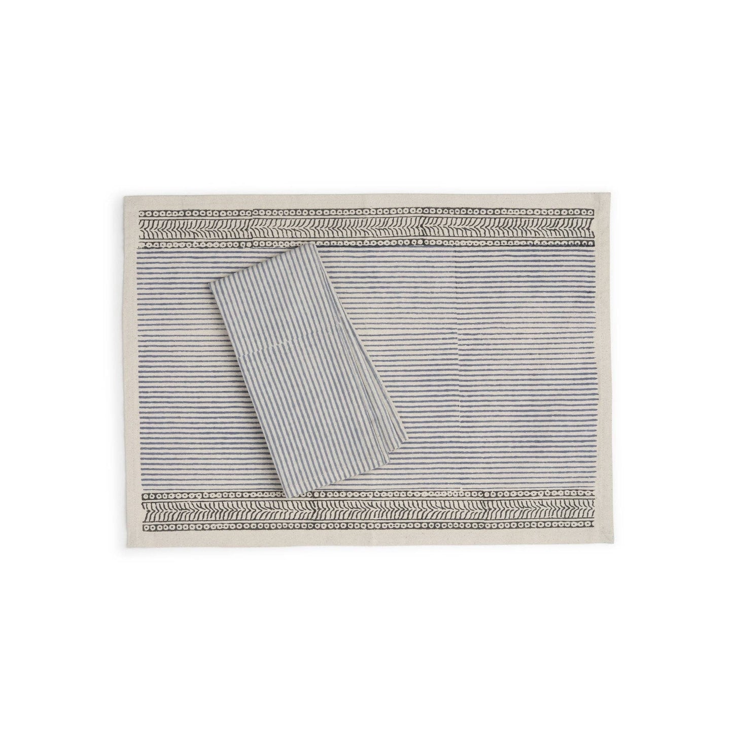 Hand Block Printed Cotton Napkins, Set of 4 | 18″×18″ | Axis | Blue Moon