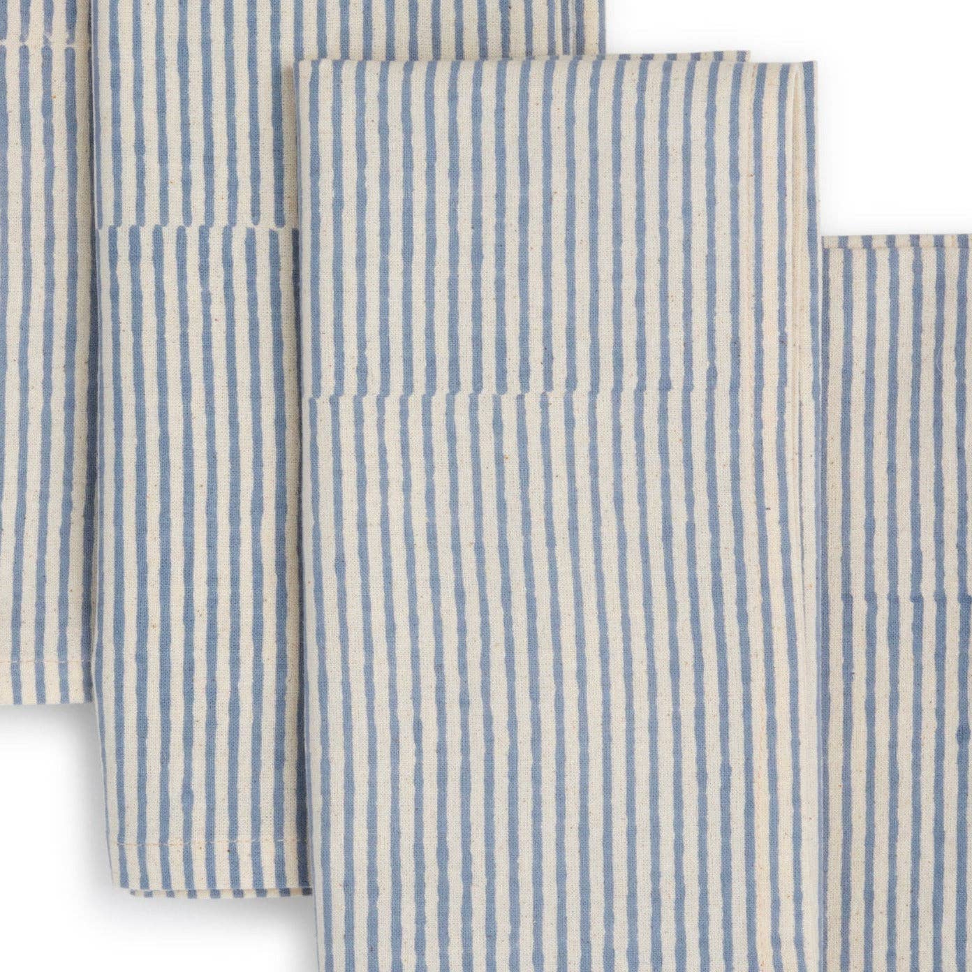 Hand Block Printed Cotton Napkins, Set of 4 | 18″×18″ | Axis | Blue Moon