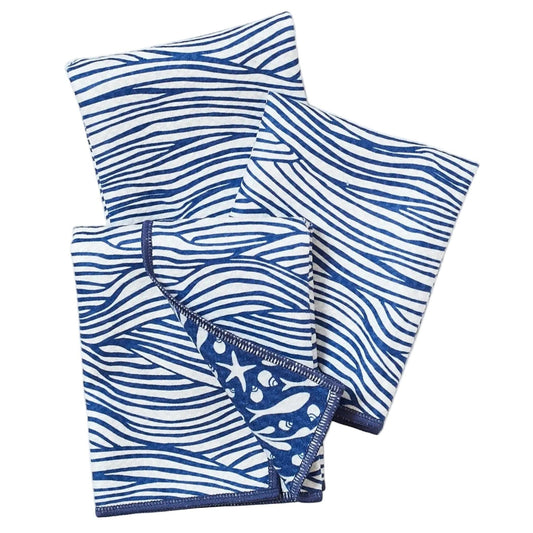 Mighty Mini Towel (Set of 3) Reversible - KN Tidepool: Navy