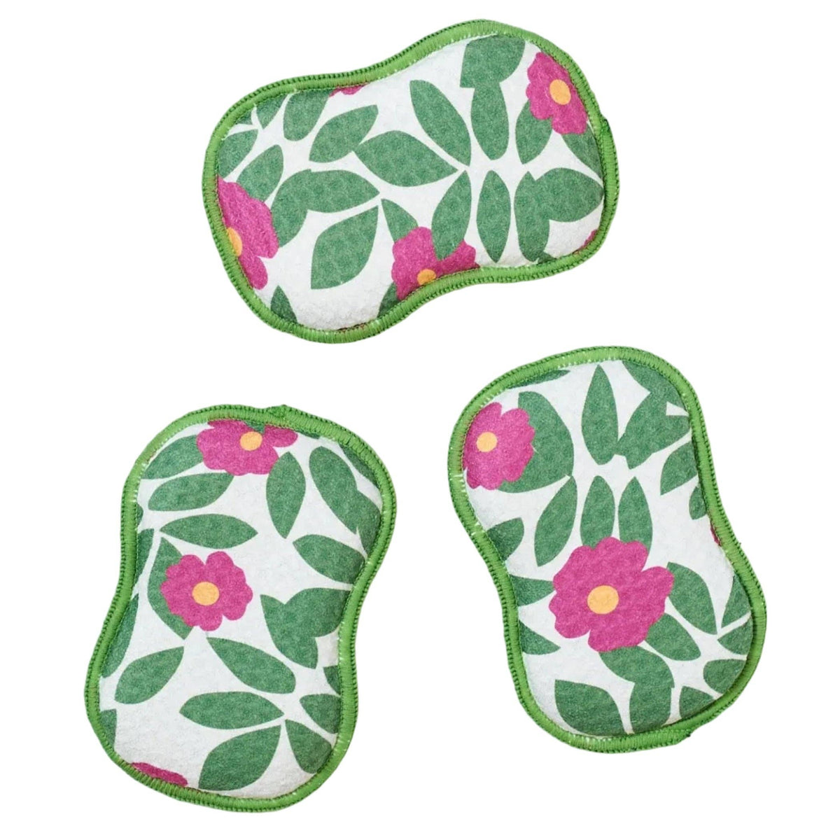 RE:usable Sponges (Set of 3) - KN Beach Roses: Flourite Green