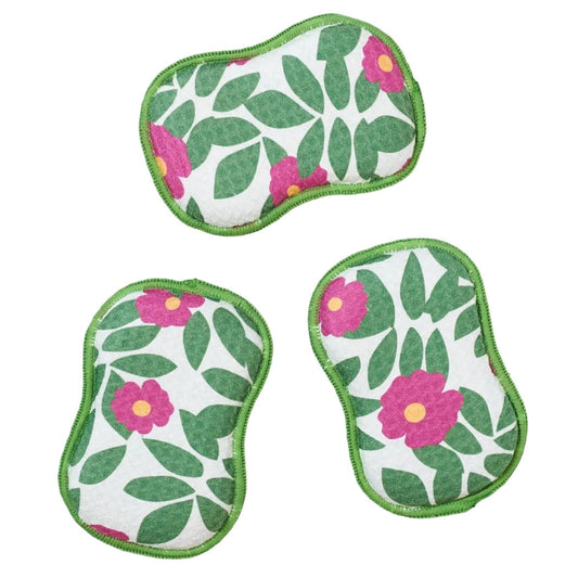 RE:usable Sponges (Set of 3) - KN Beach Roses: Flourite Green