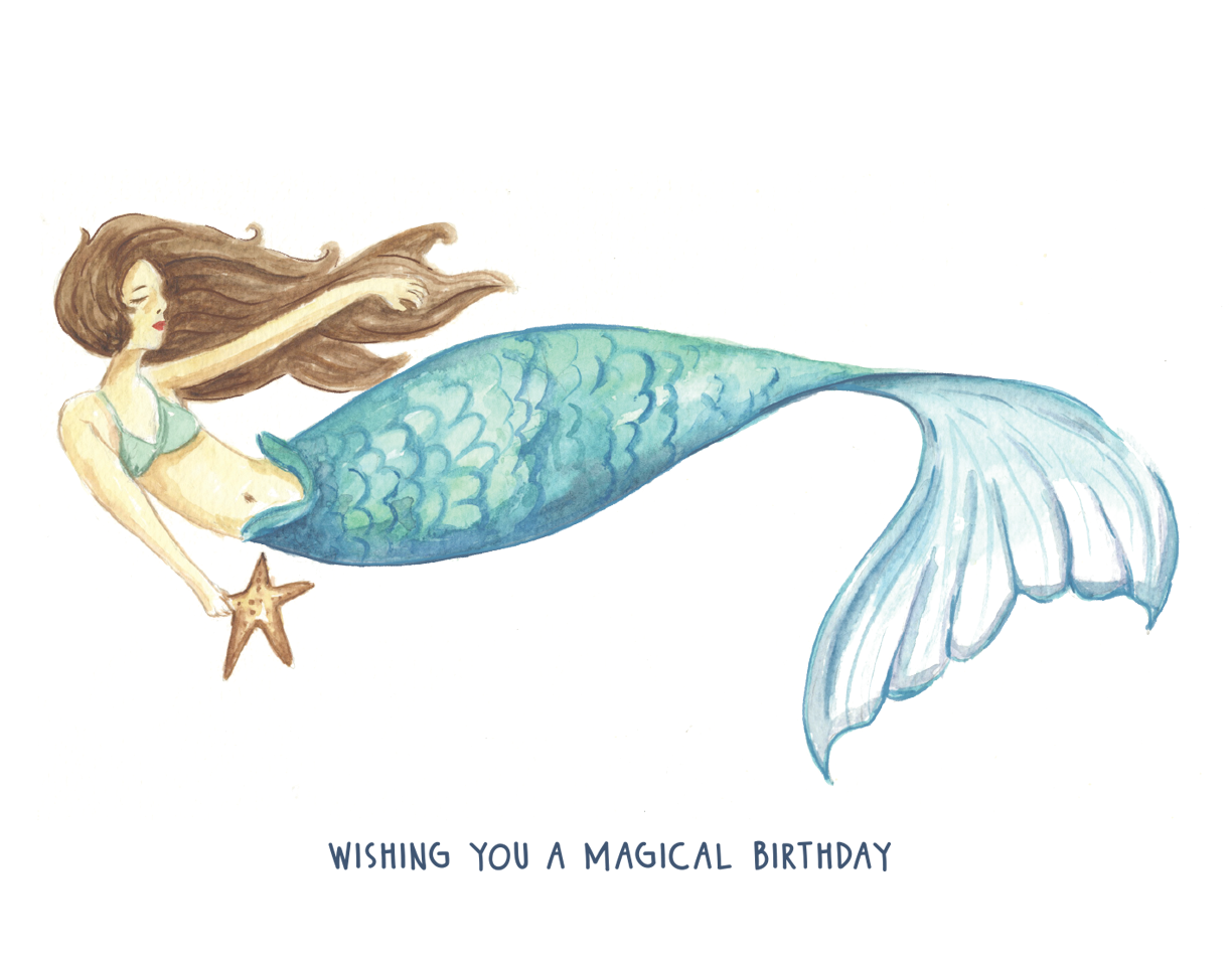 Mermaid Happy Birthday Greeting Card