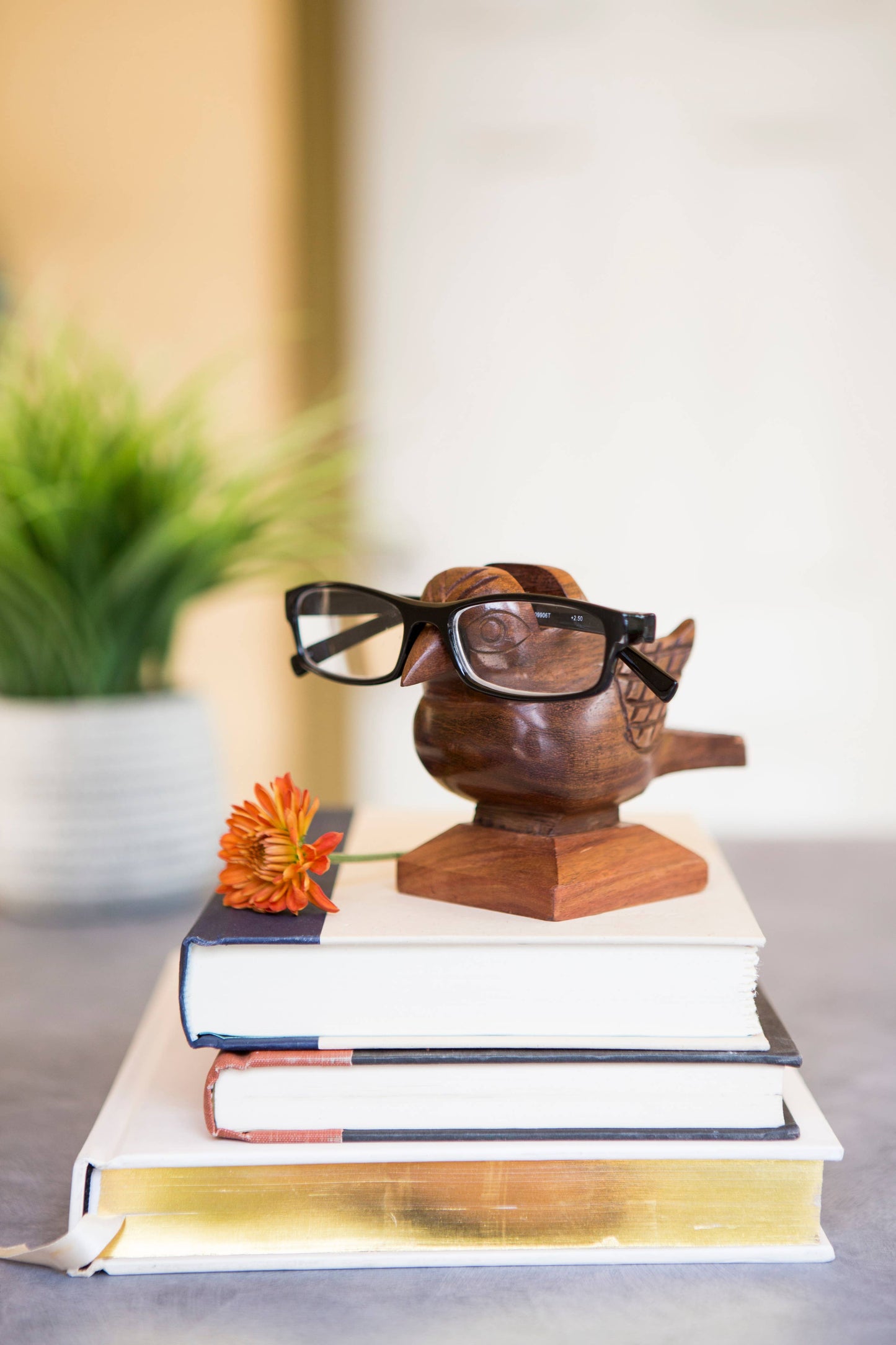 Sparrow Eyeglass Holder Stand - Handcrafted Indian Rosewood