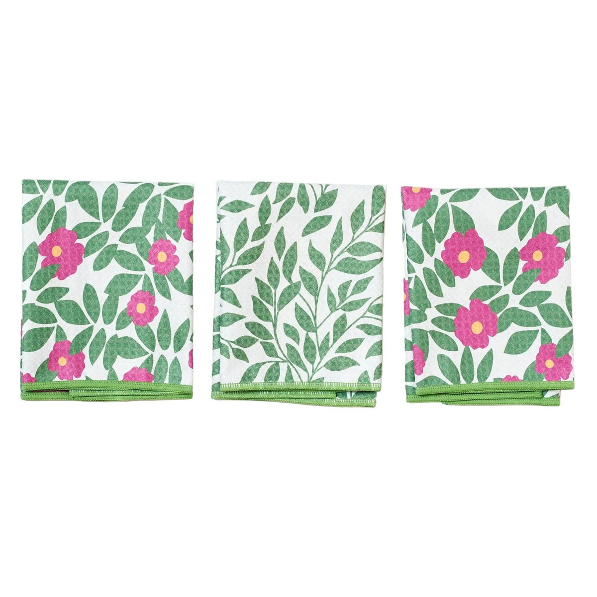 Mighty Mini Towel (Set of 3) Reversible - KN Beach Roses: Flourite Green