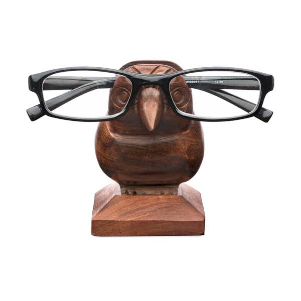 Sparrow Eyeglass Holder Stand - Handcrafted Indian Rosewood