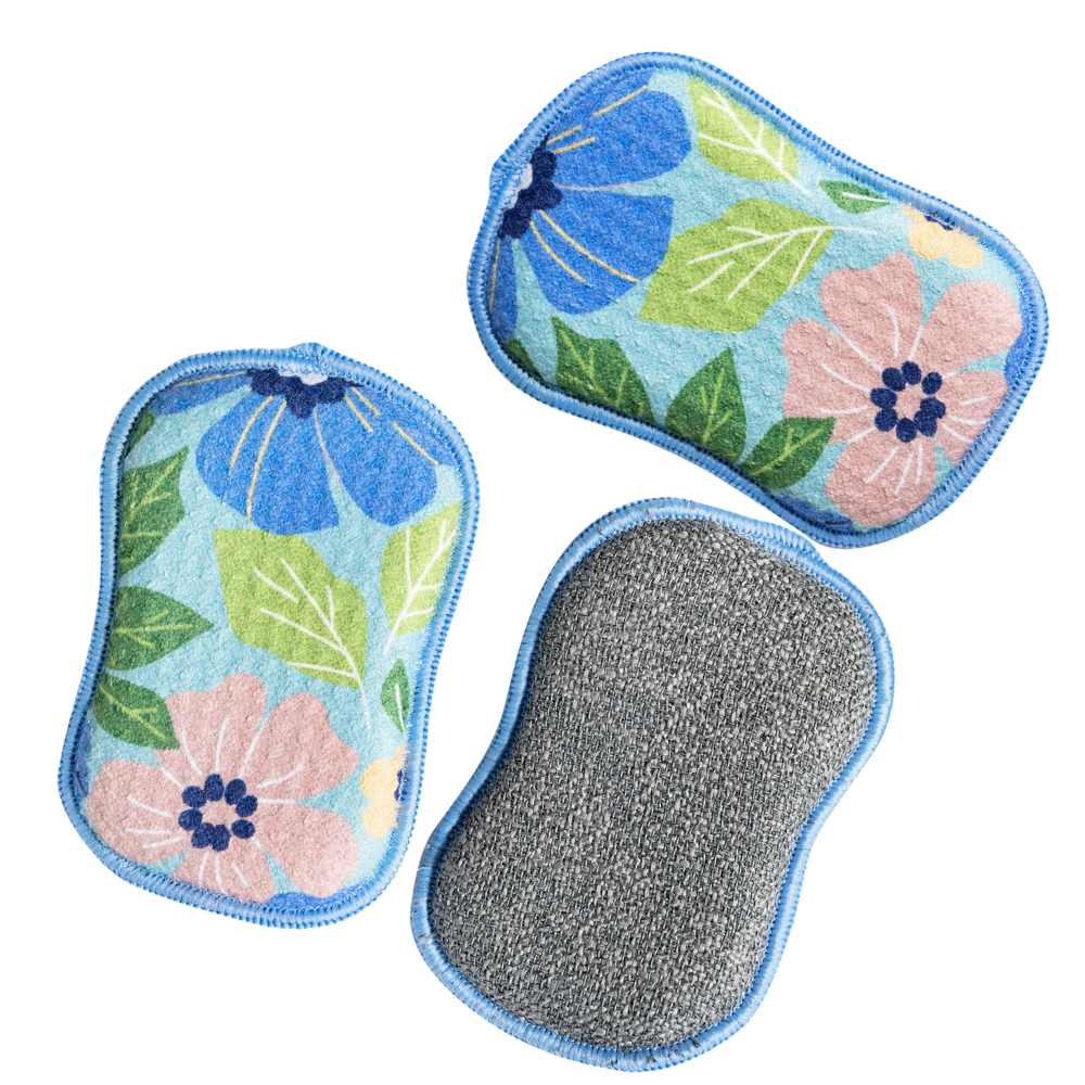 RE:usable Sponges (Set of 3) - Garden: Turquoise