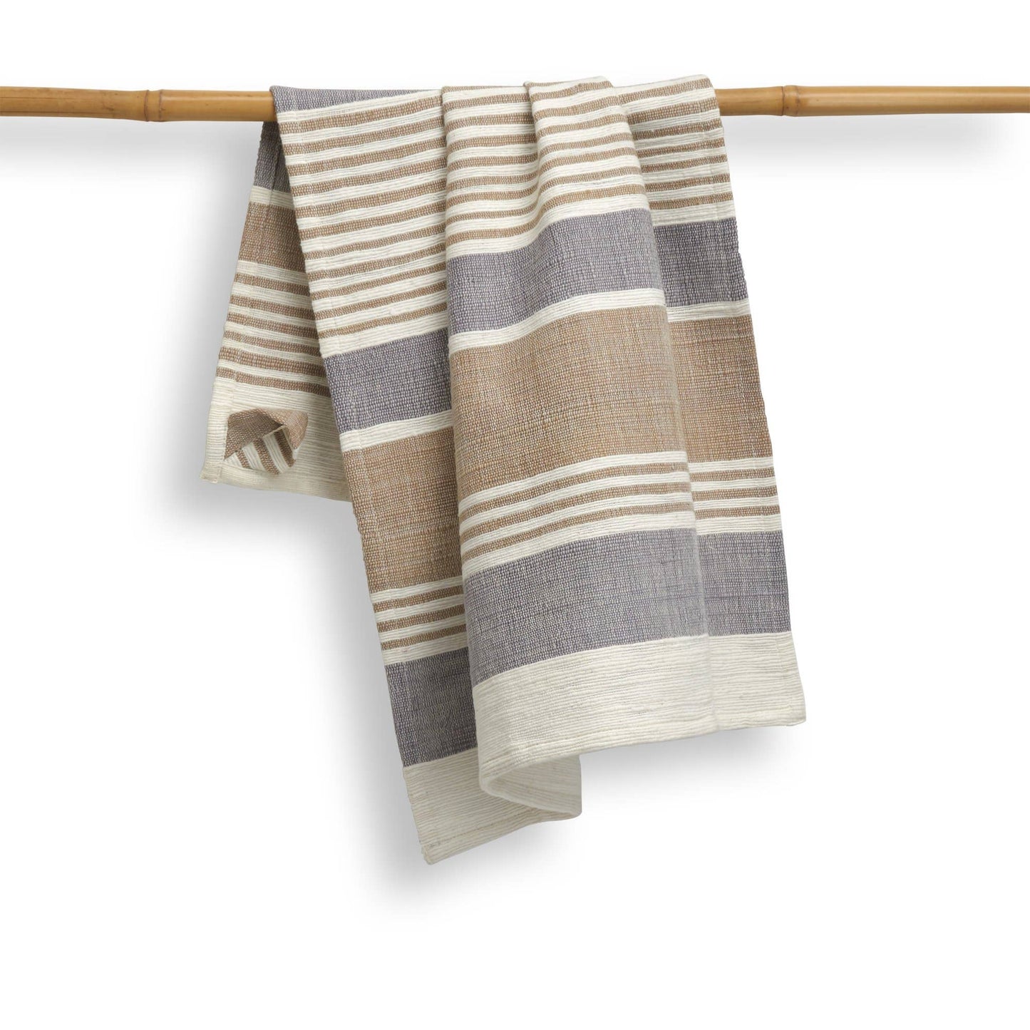Cotton Kitchen Towel | Handspun & Handwoven | Studio Stripe | Pebble