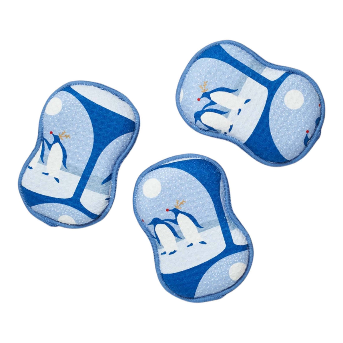RE:usable Sponges (Set of 3) - KN Arctic Penguins: Serenity Blue