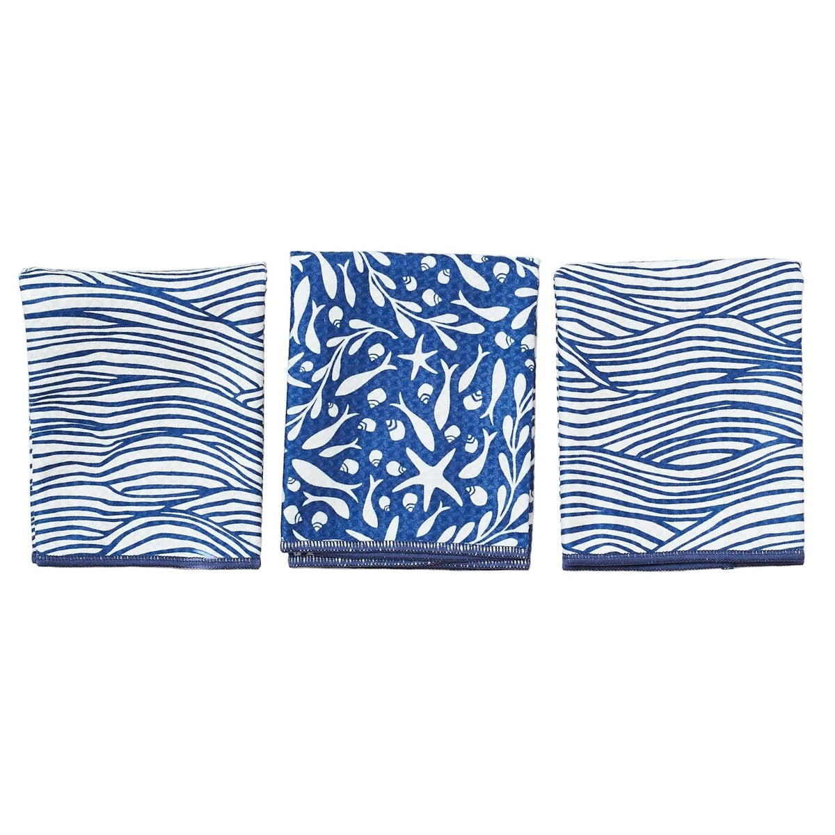 Mighty Mini Towel (Set of 3) Reversible - KN Tidepool: Navy