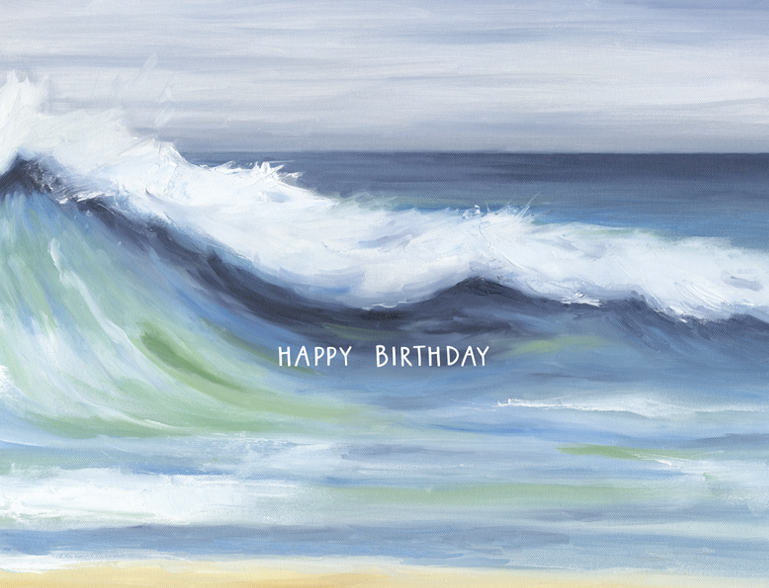 Ocean waves Happy Birthday coastal greeting card 