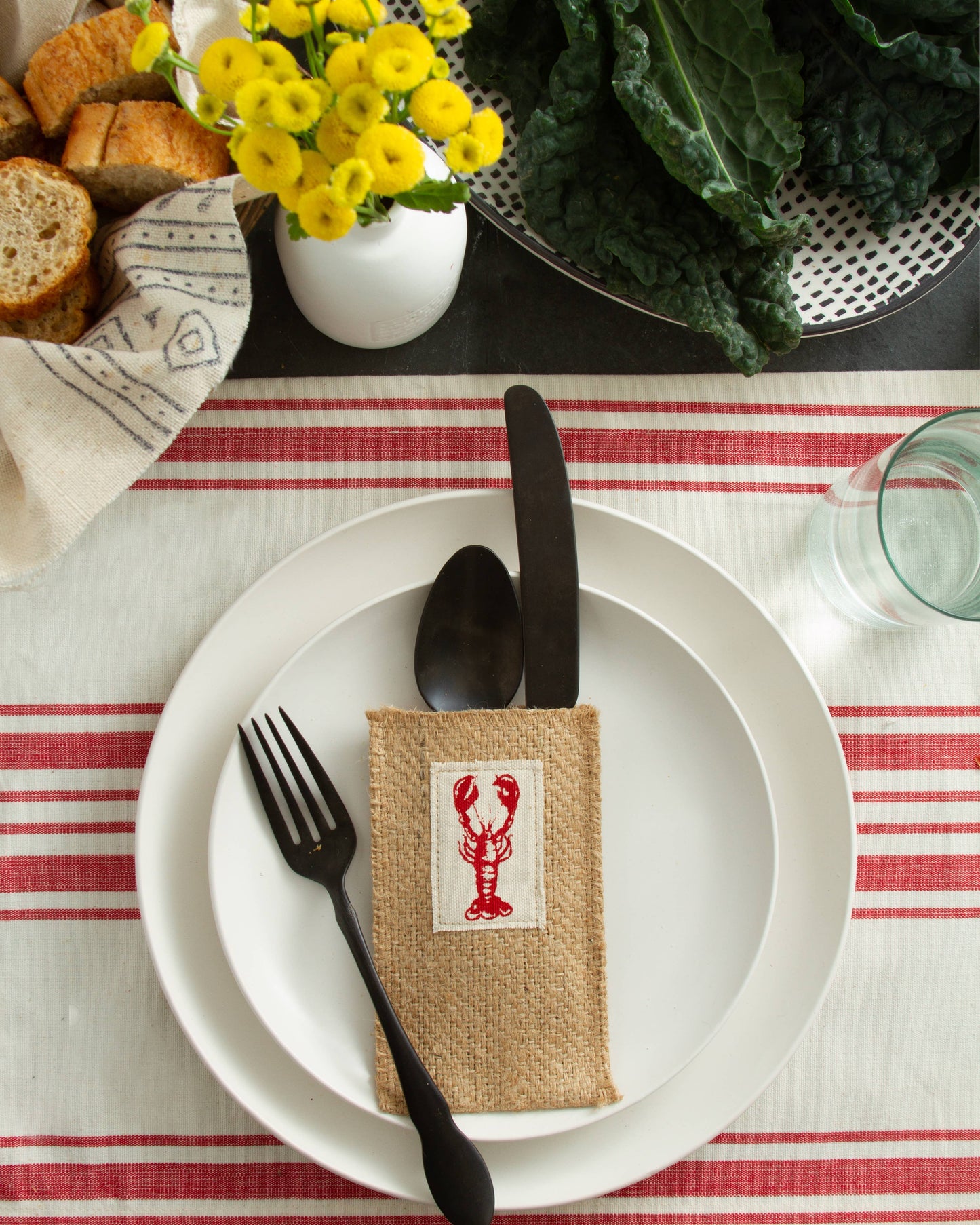 Lobster Patch Coastal Cutlery Pouch - Set of 8