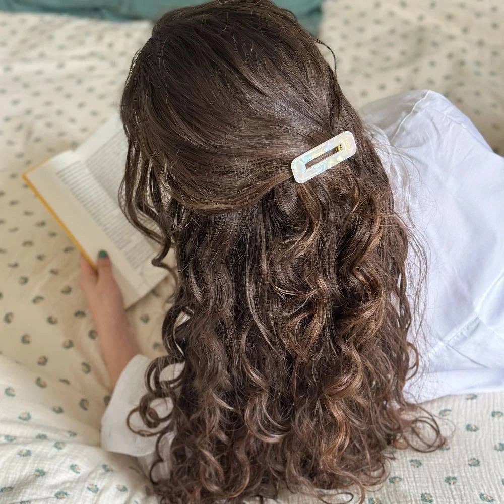 Modern Rectangular Hair Clips: Pearl