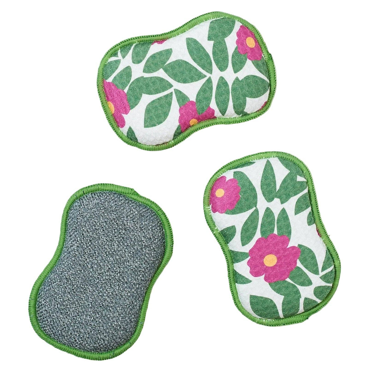 RE:usable Sponges (Set of 3) - KN Beach Roses: Flourite Green