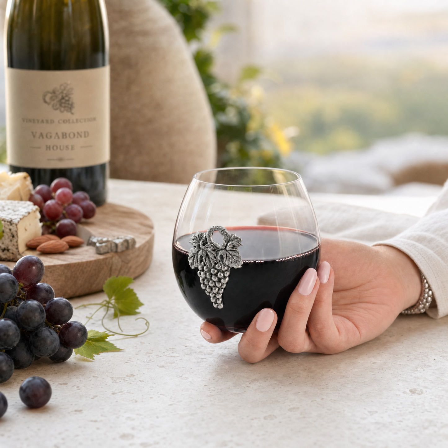 Grape Stemless Wine Glass